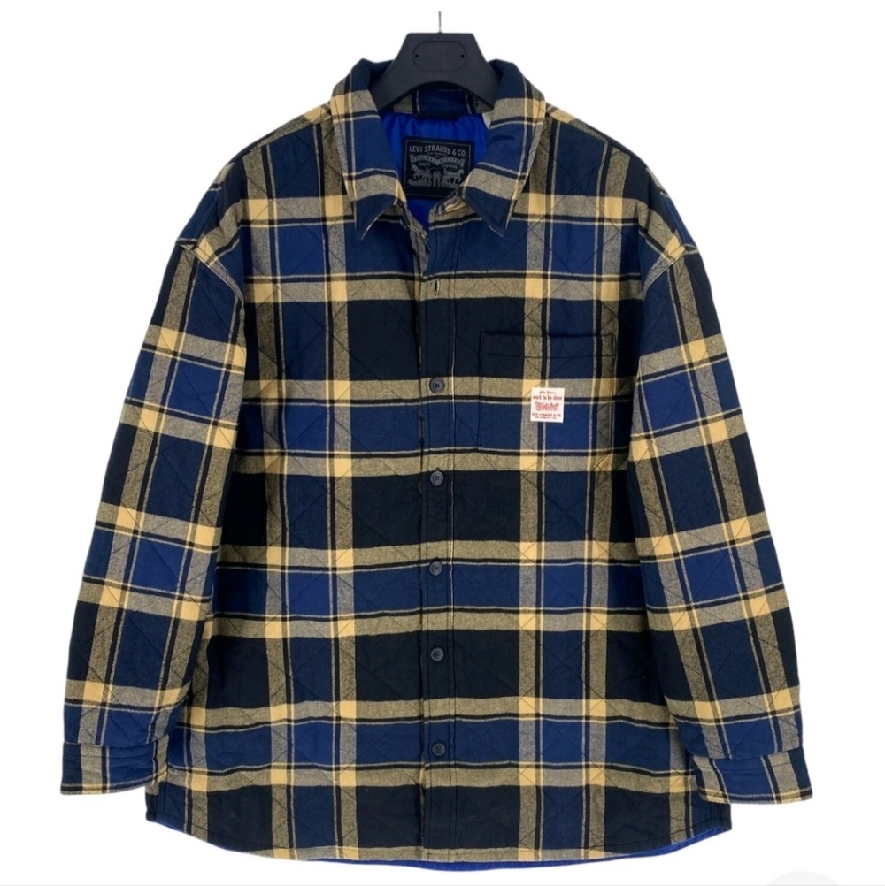 Levi's Dark Blue Plaid Overshirt Jacket Coat Men's Size Medium NWT